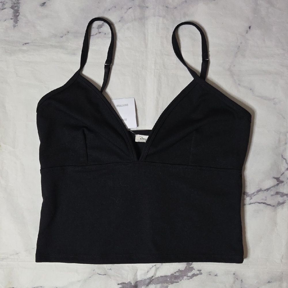Silence + Noise Black V-Neck Crop Cami